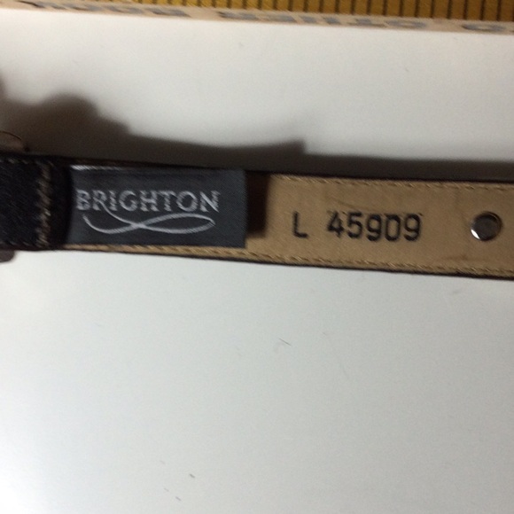 Brighton Black Leather Belt with Silvertone accents - Picture 2 of 9